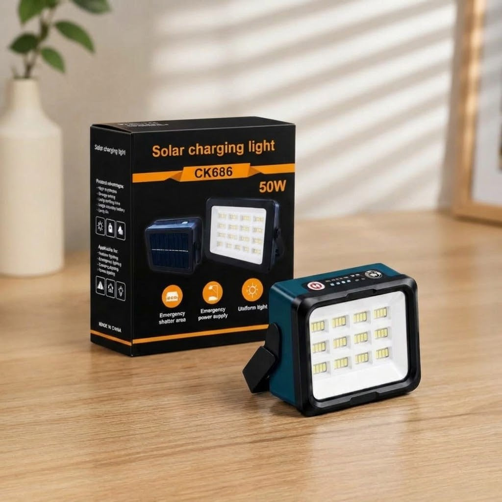 CK686 Solar Charging Light 50W Rechargeable LED Emergency Flood Light