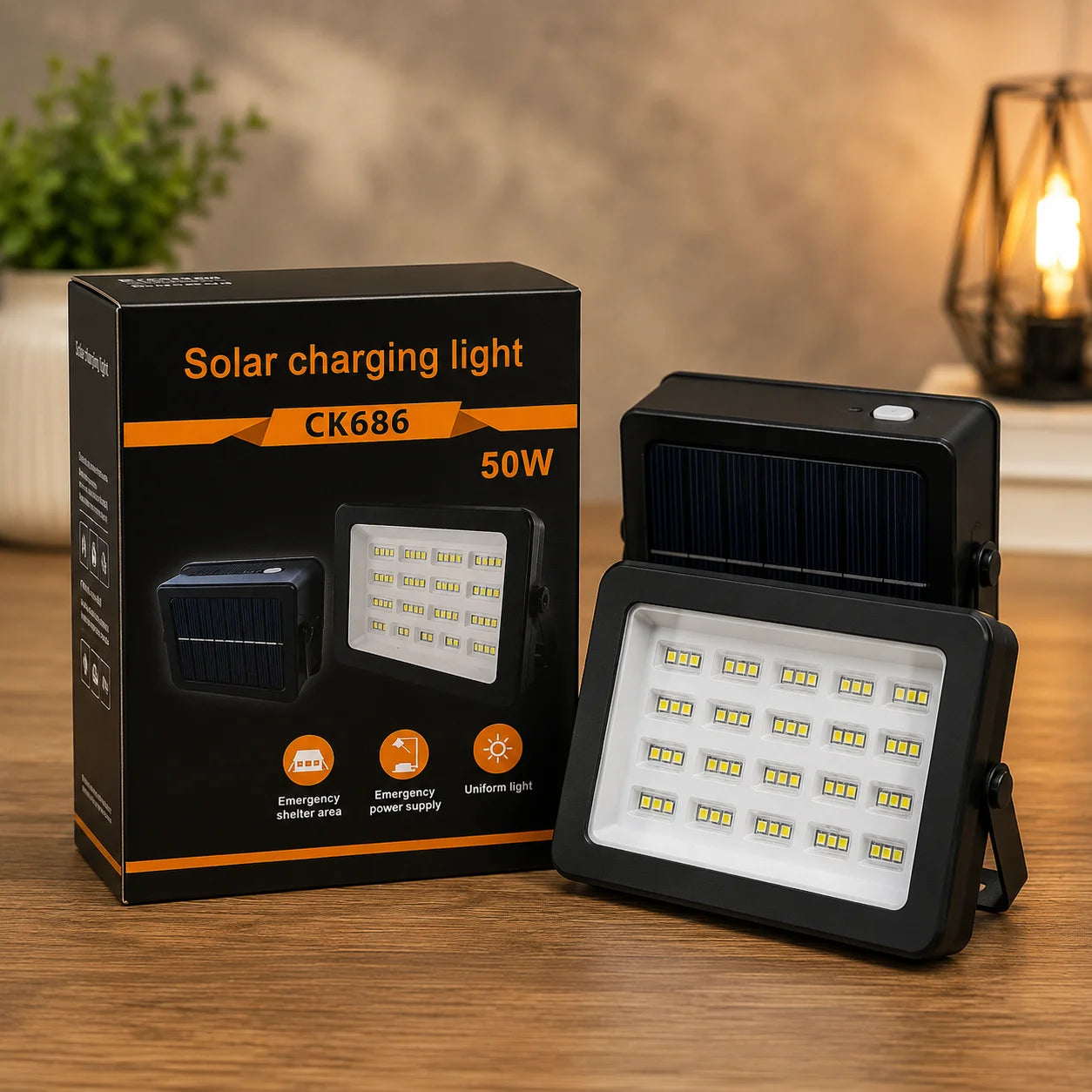 CK686 Solar Charging Light 50W Rechargeable LED Emergency Flood Light