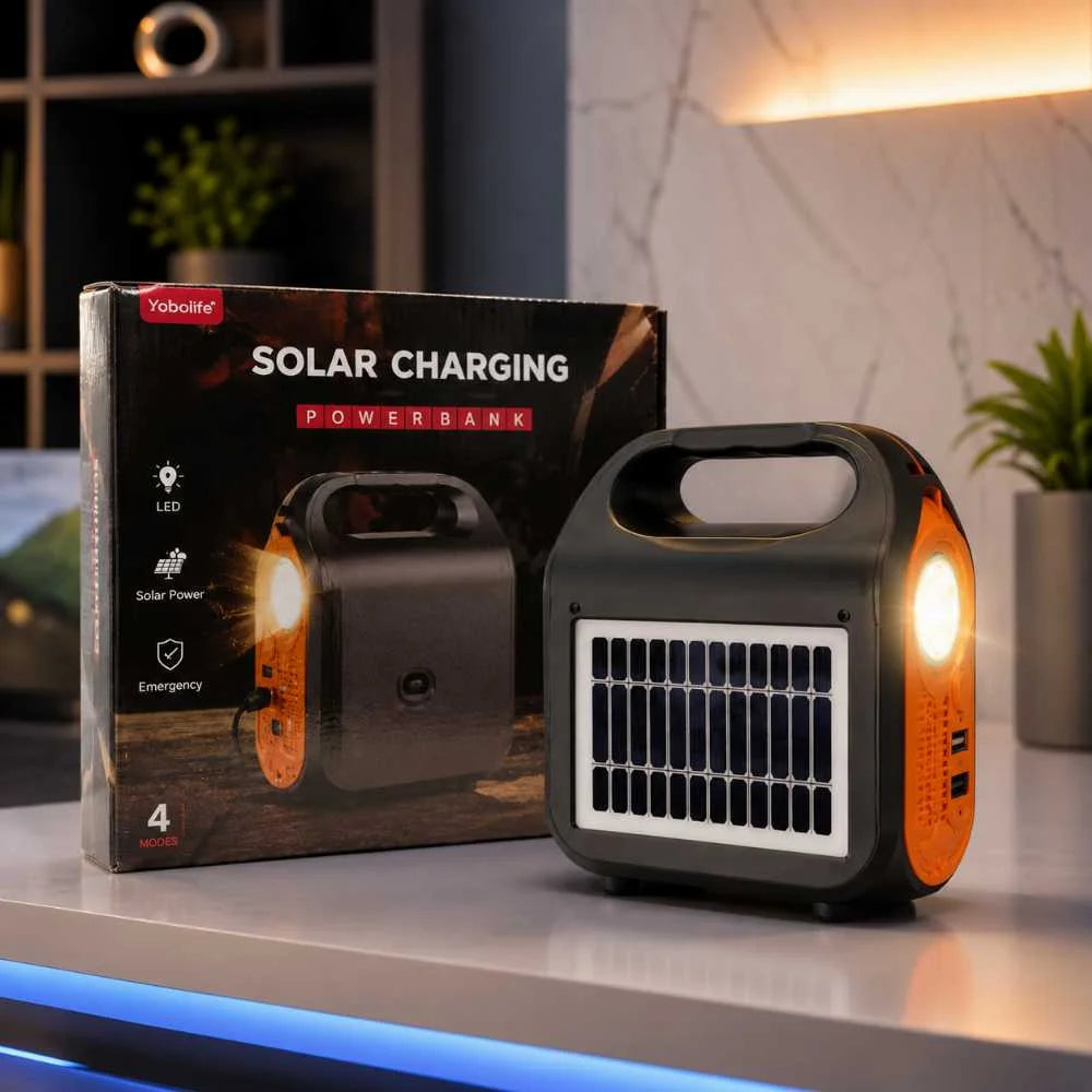 Solar Charging Power Bank with LED Light | Portable Emergency Solar Charger