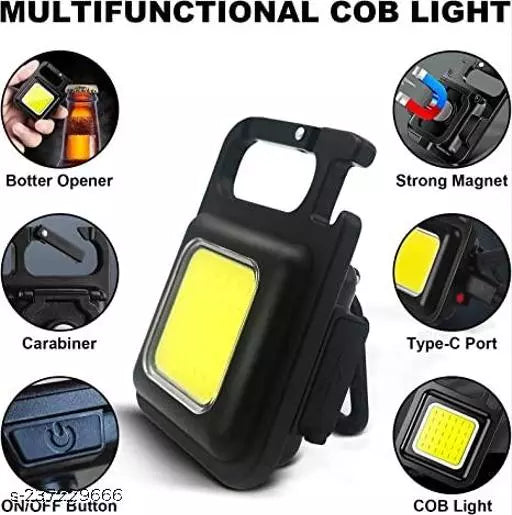 Rechargeable COB LED Keychain Light – Type-C charging - Mini Flashlight with Bottle Opener & Carabiner