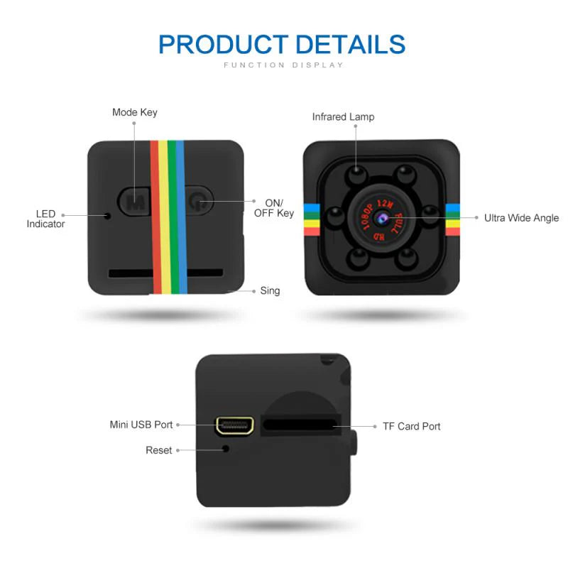 SQ11 Mini Camera 1080P HD Portable Security Camera with Night Vision & Motion Detection