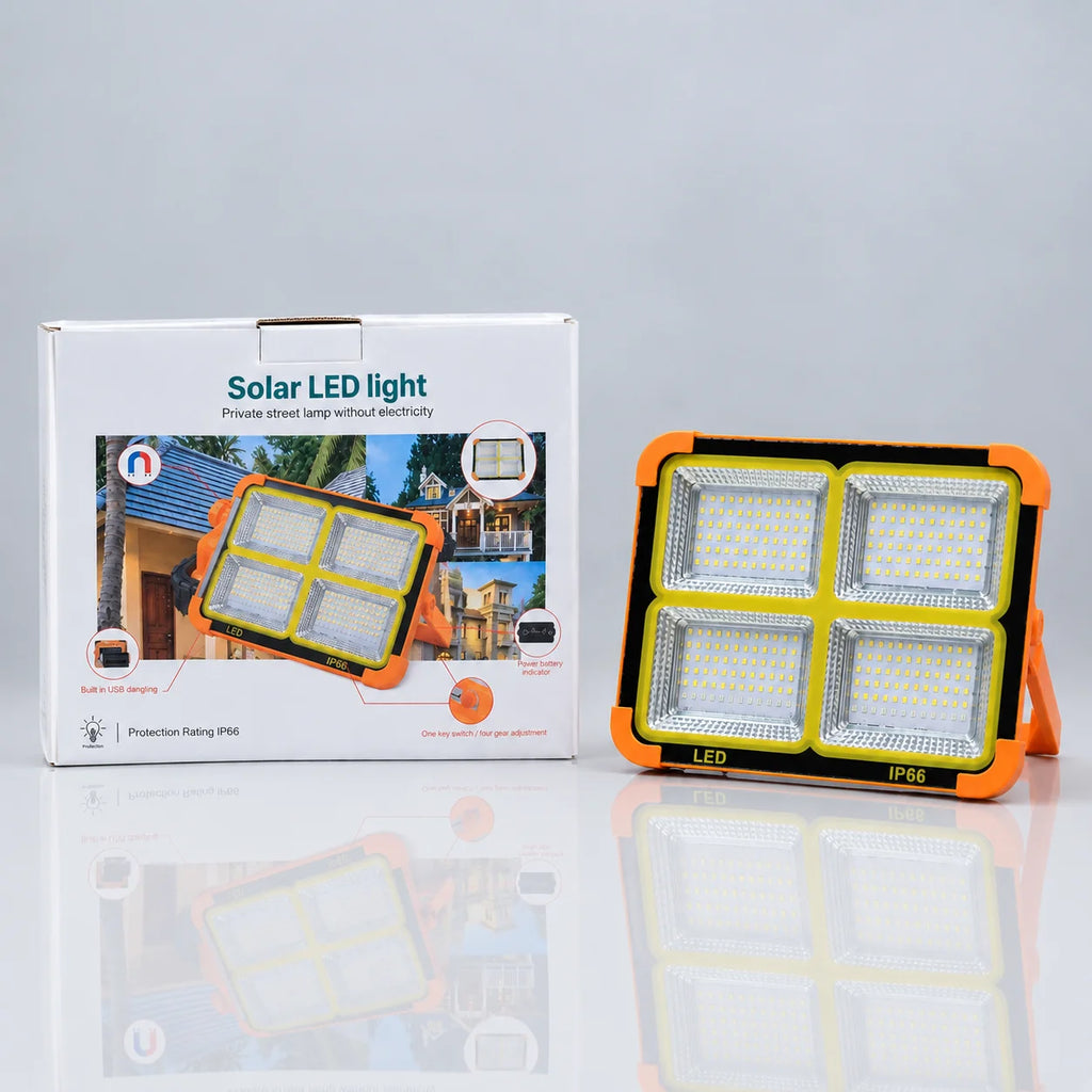 Portable 300W LED Work Light – 5000LM Solar & USB Rechargeable Flood Light
