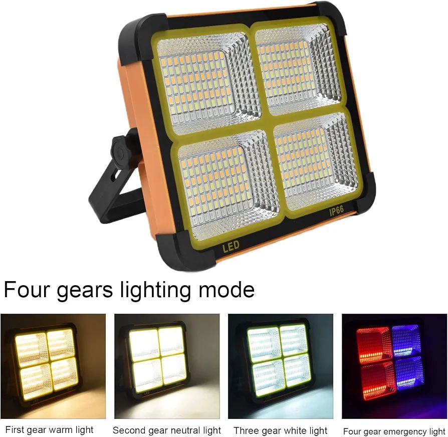 Portable 300W LED Work Light – 5000LM Solar & USB Rechargeable Flood Light