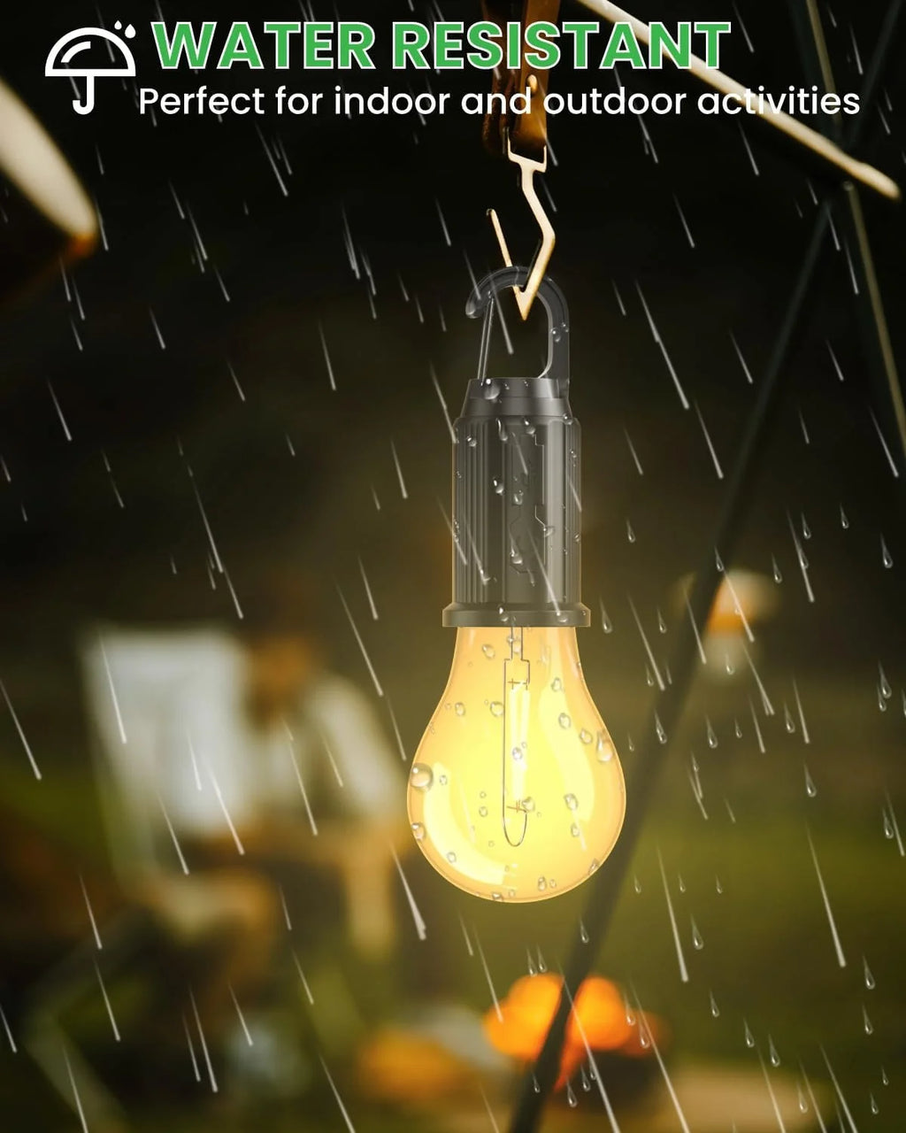 T01 Rechargeable Camping Lamp – USB Type-C LED Emergency Hanging Bulb Light | 3 Brightness Modes