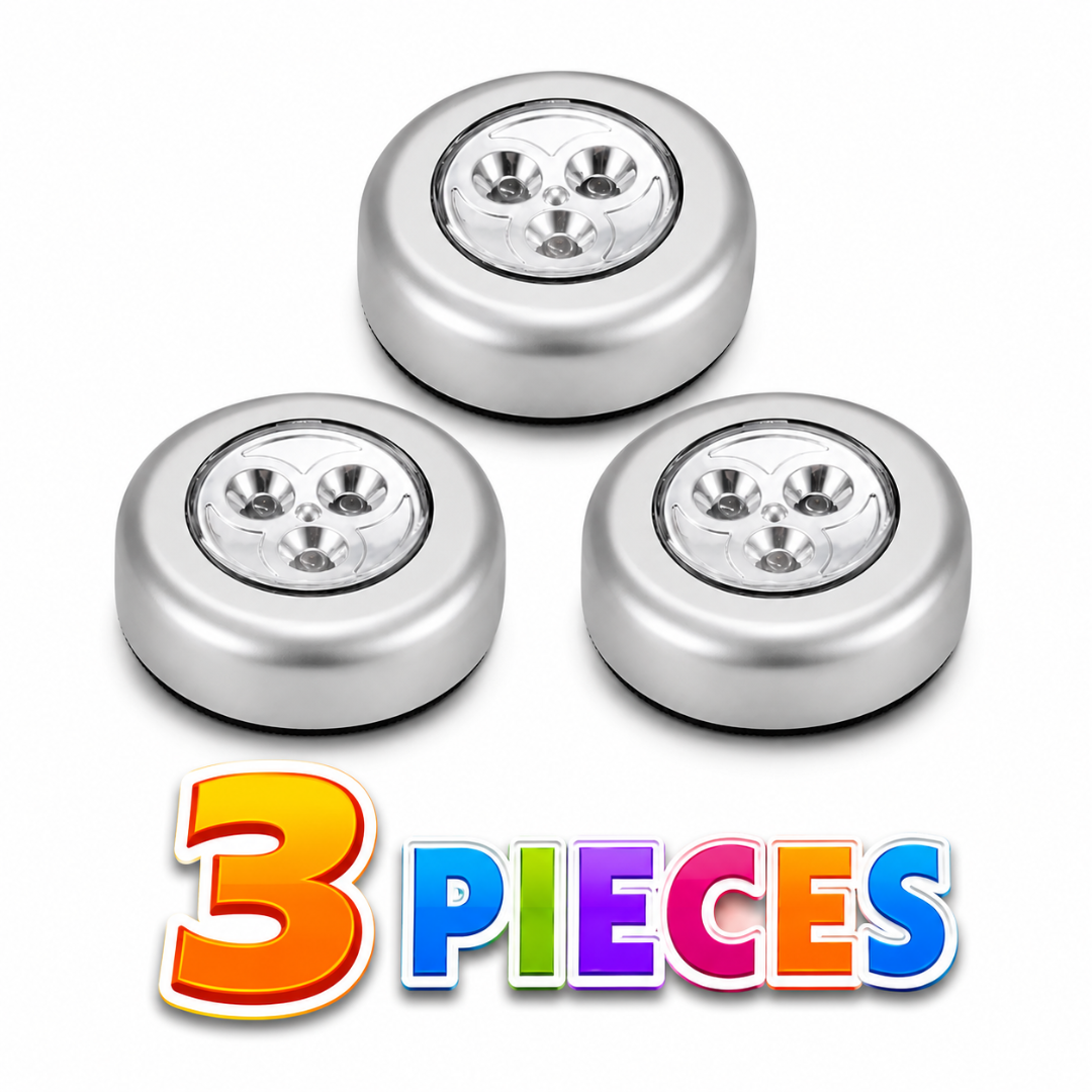 Three round silver Push lights 