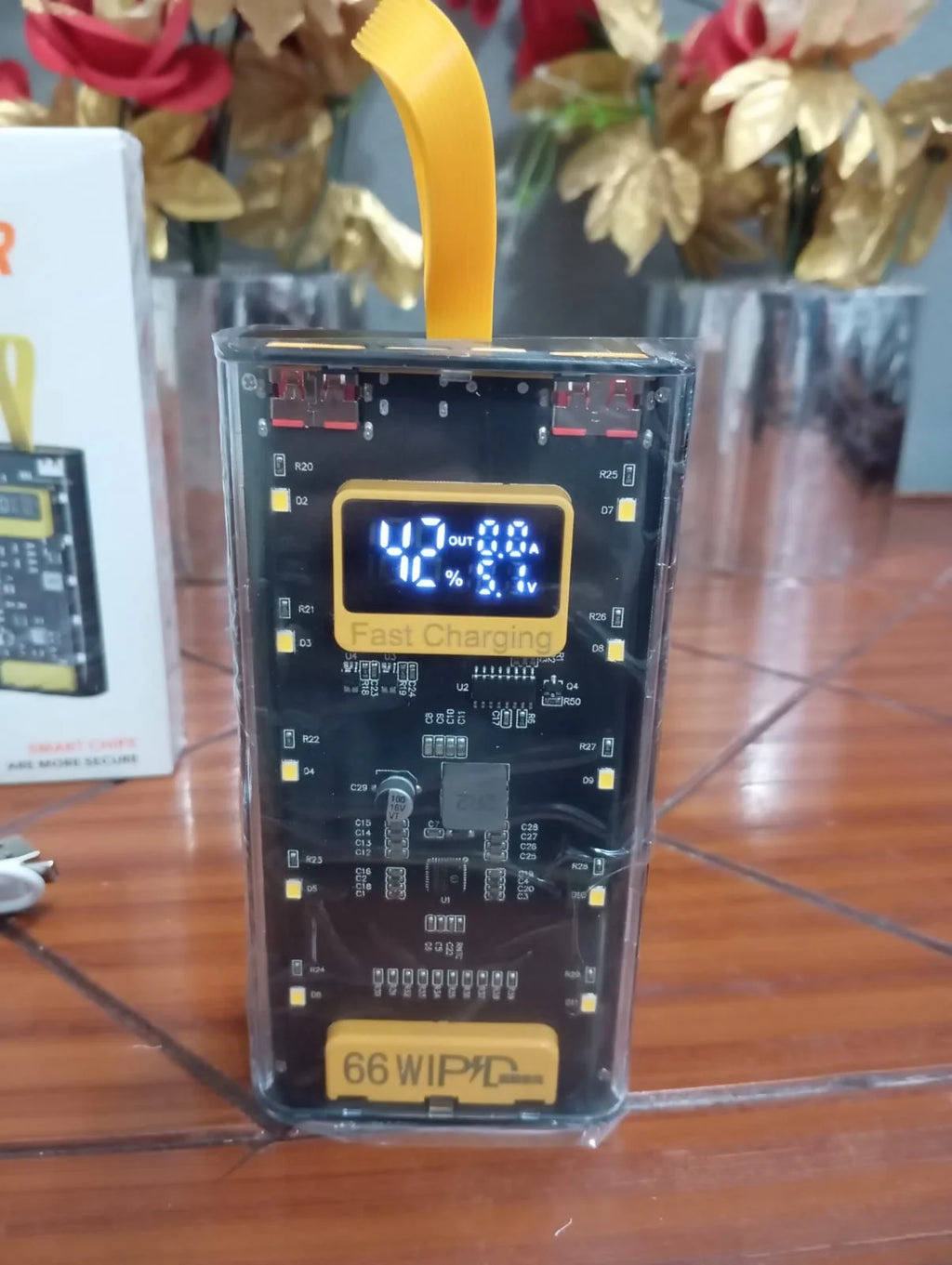 Transparent 20000mAh Fast Charging Poratable Power Bank with Emergency Light & Digital Display - 66W