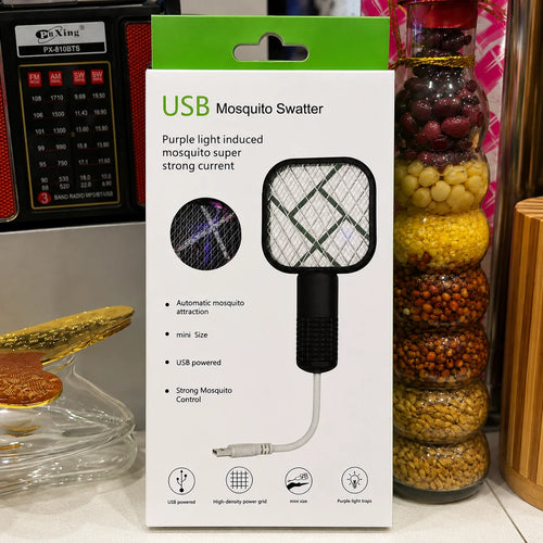 Electric Mini USB Mosquito Killer Racquet Lamp – Wireless Night Bulb & Effective Insect Catcher