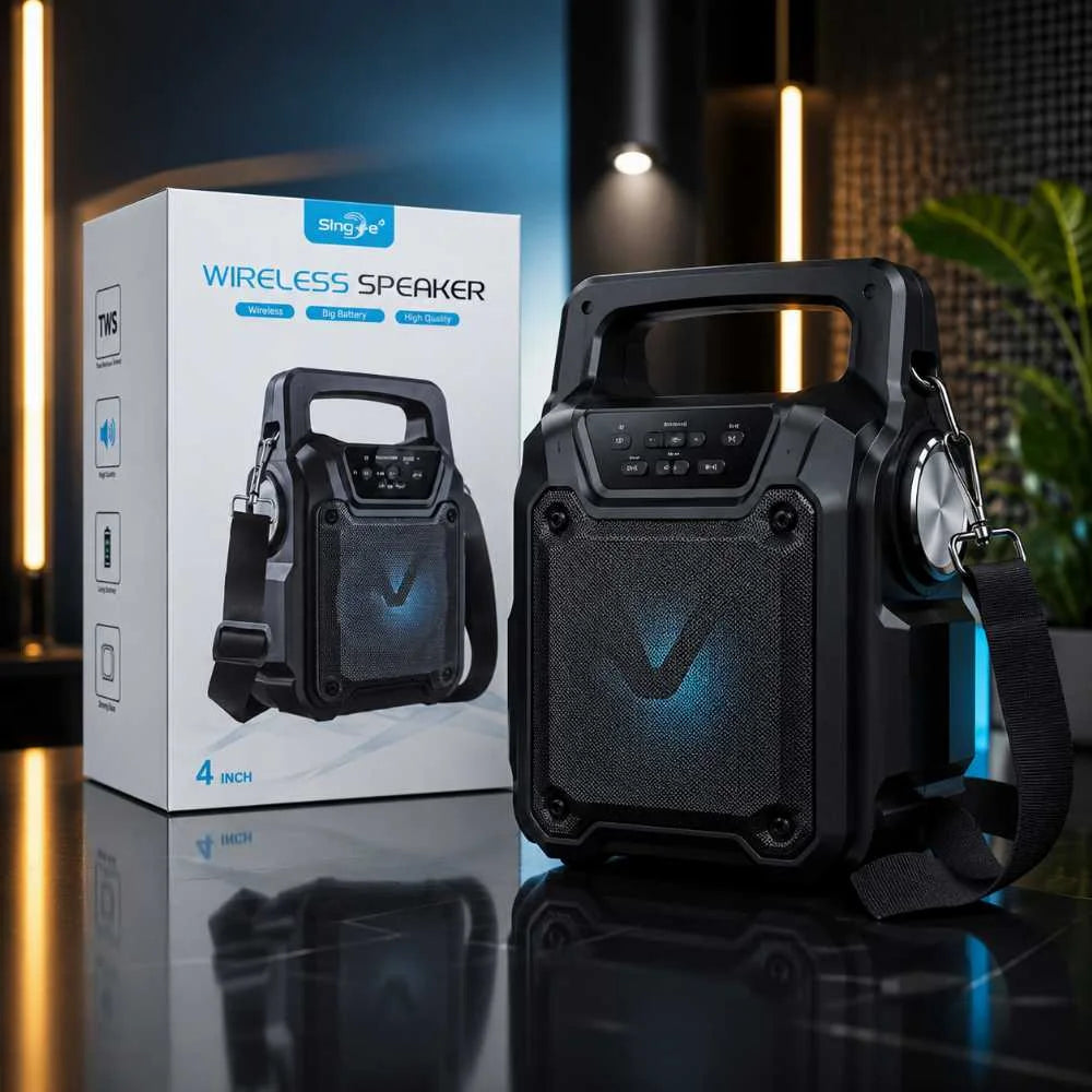 Portable Solar Wireless Bluetooth Speaker with LED Light, FM Radio & USB Rechargeable Outdoor Speaker