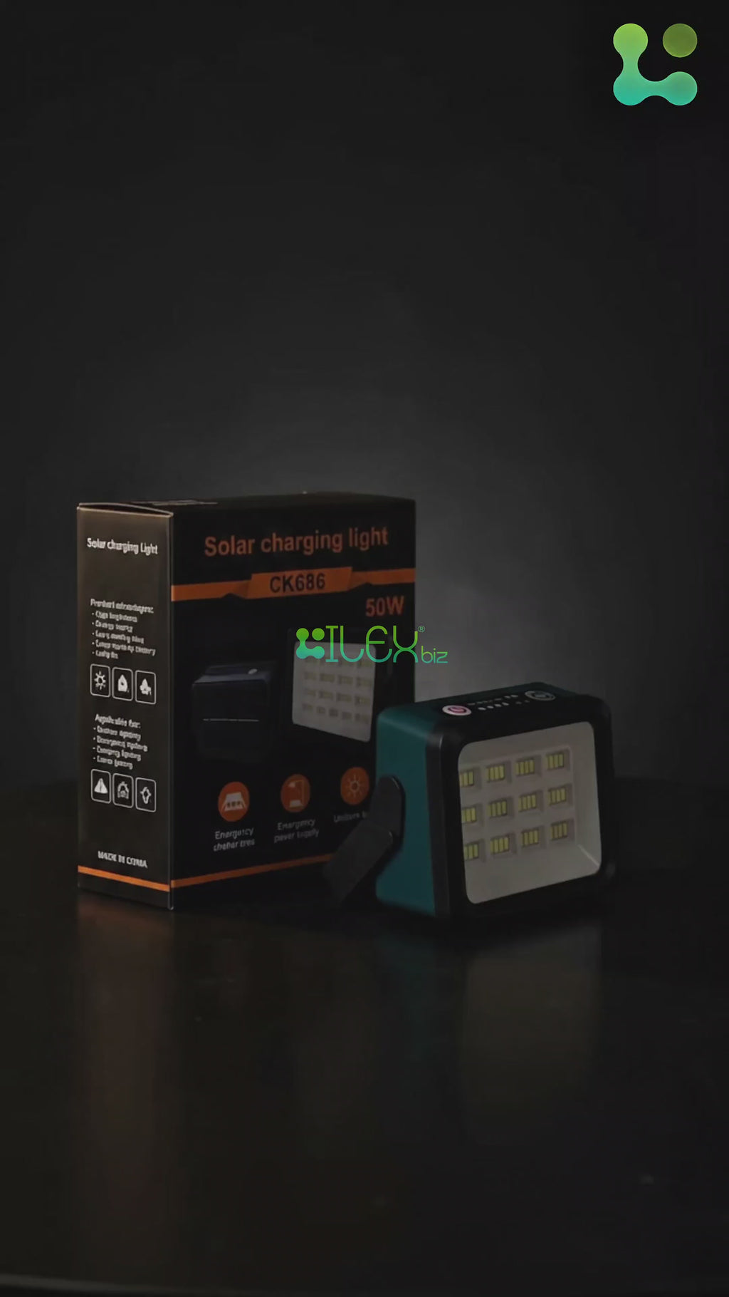 CK686 Solar Charging Light 50W Rechargeable LED Emergency Flood Light