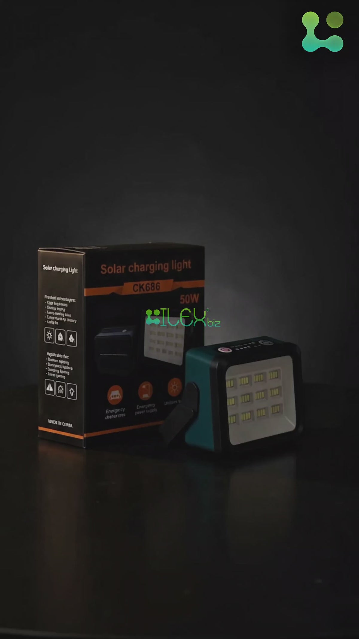 CK686 Solar Charging Light 50W Rechargeable LED Emergency Flood Light