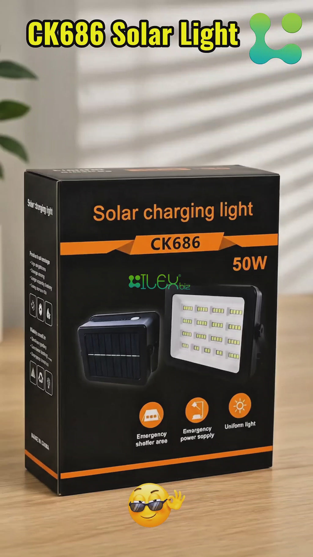 CK686 Solar Charging Light 50W Rechargeable LED Emergency Flood Light