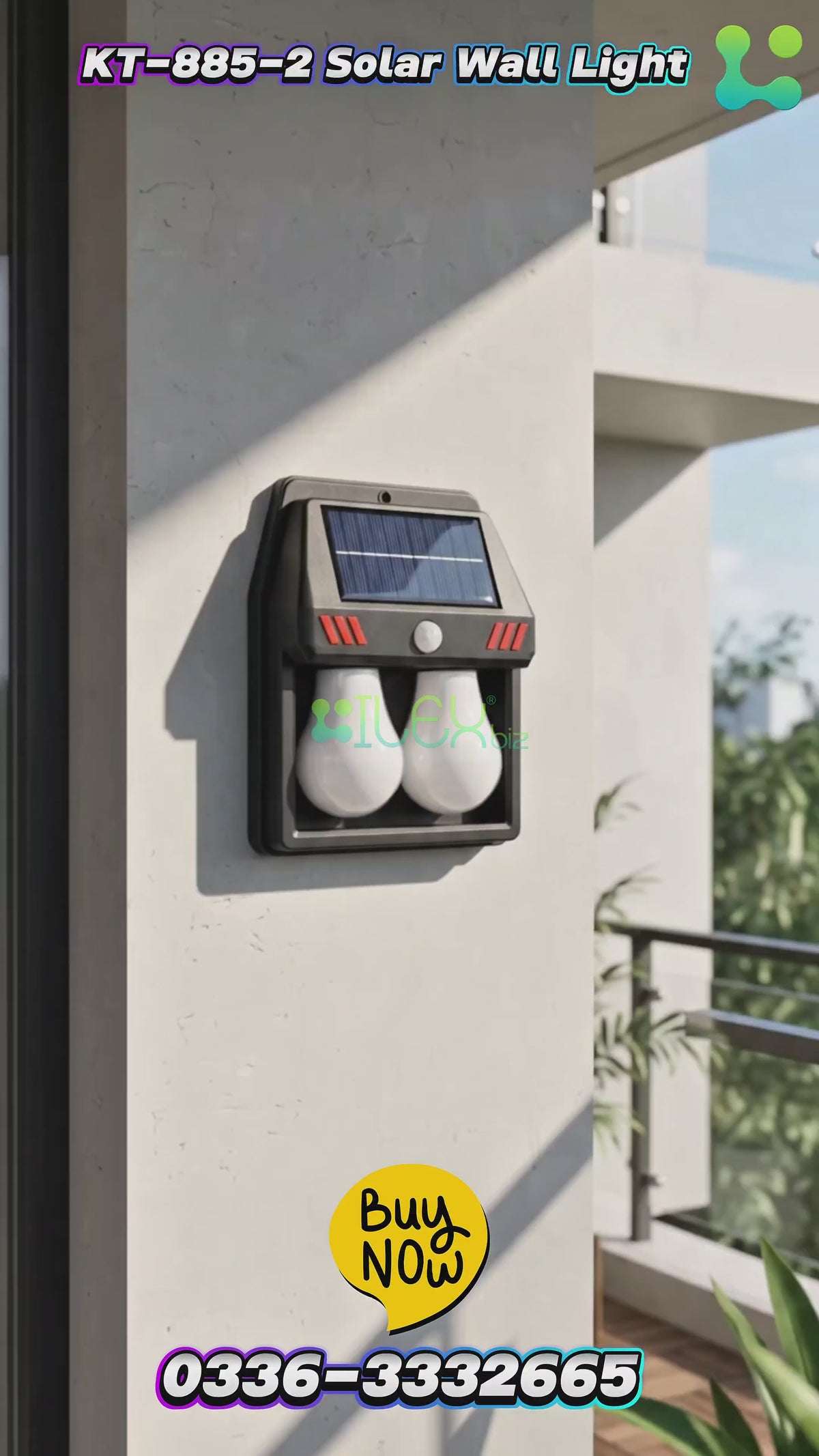 NWZ Solar Induction Wall Lamp KT-885-2 – Motion Sensor Dual-Light Outdoor Solar Wall Light