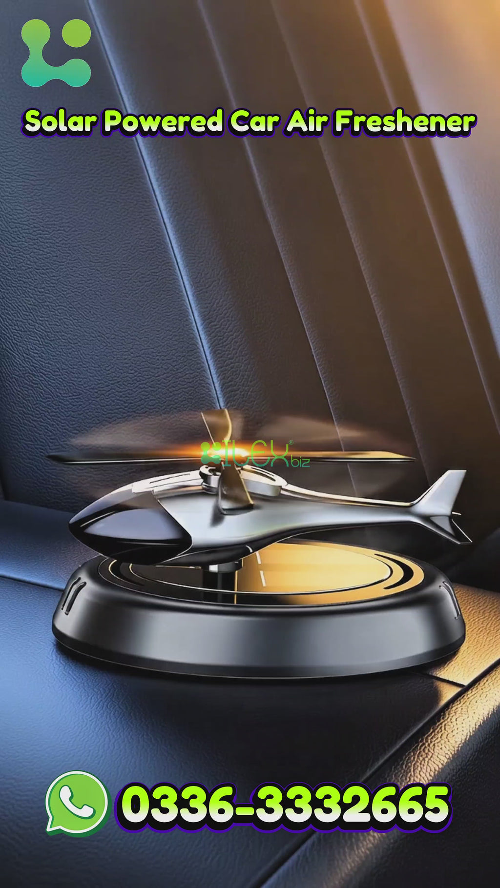 Solar Powered Helicopter Car Aroma Diffuser – Refillable Car Airfreshener