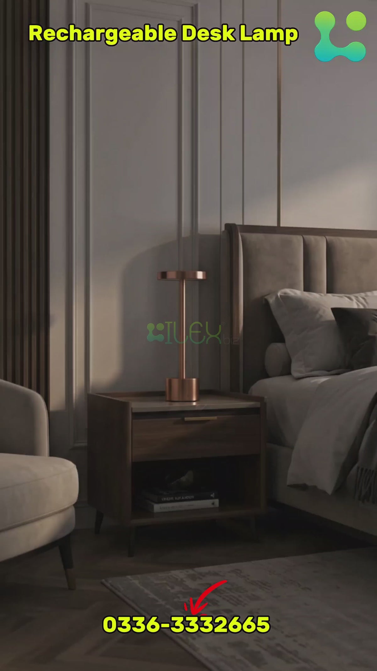 USB Rechargeable LED Touch Table Lamp – 3 Color Modes | Portable Bedside & Desk Light