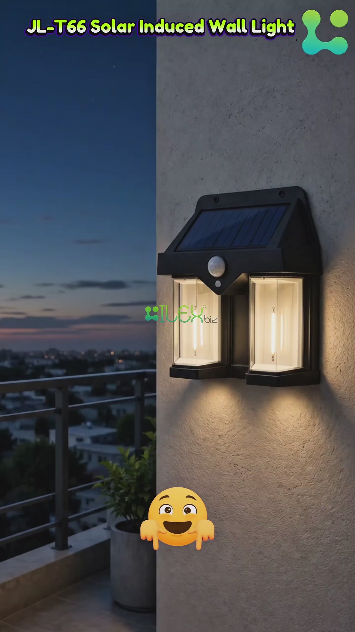 JL-T66 Solar Induced Wall Light – Motion Sensor Waterproof Outdoor Solar Security Light