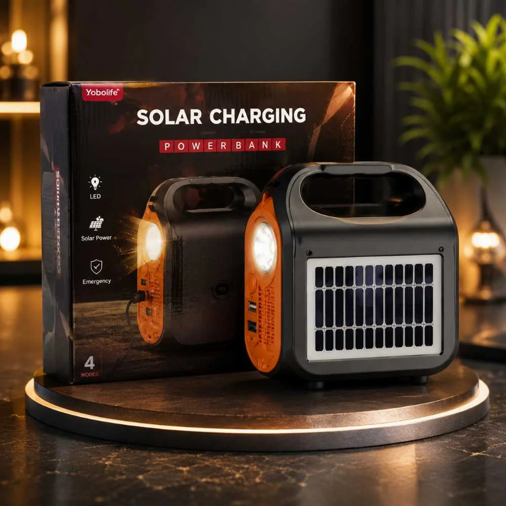 Solar Charging Power Bank with LED Light | Portable Emergency Solar Charger
